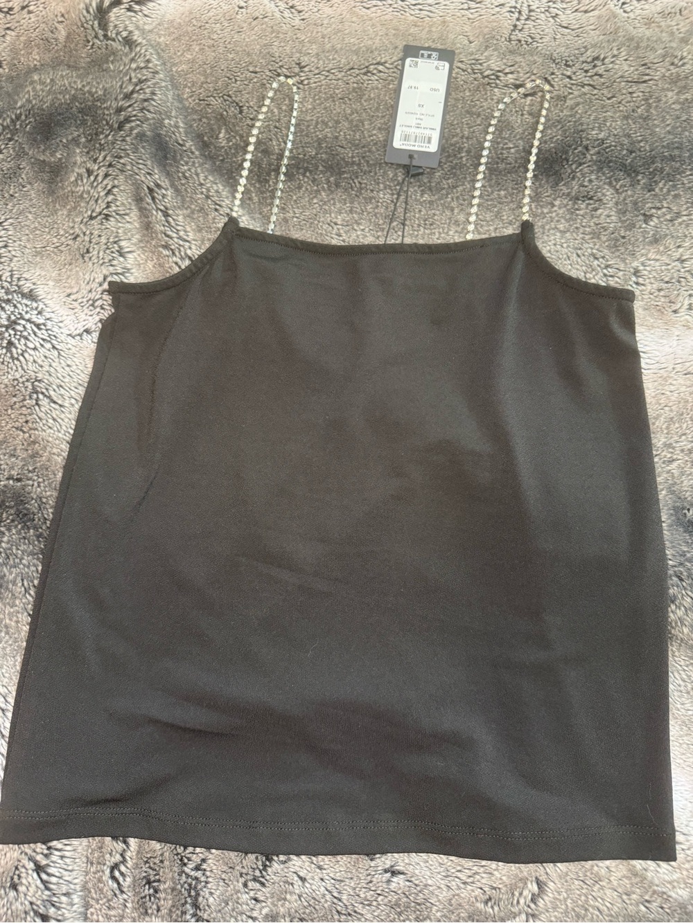 Vero Moda Black Cami with Rhinestone Chain Straps
